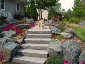 boulder stone walkway