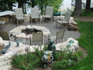 boulder fire pit with boulders
